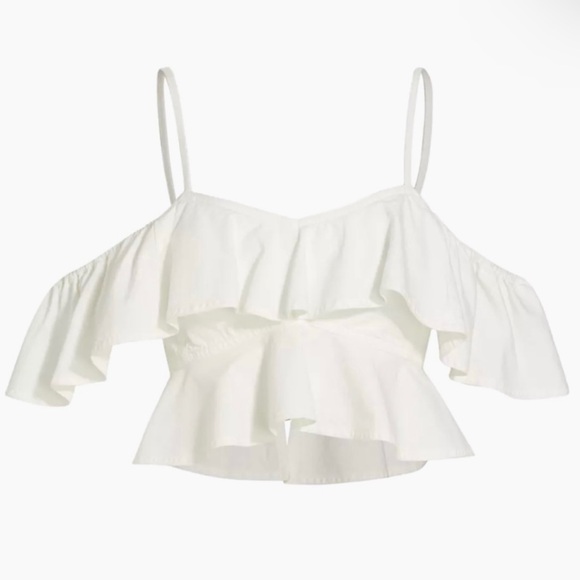 ISABEL MARANT ETOILE REVOLVE WHITE COLD-SHOULDER CROP TOP - Picture 11 of 13